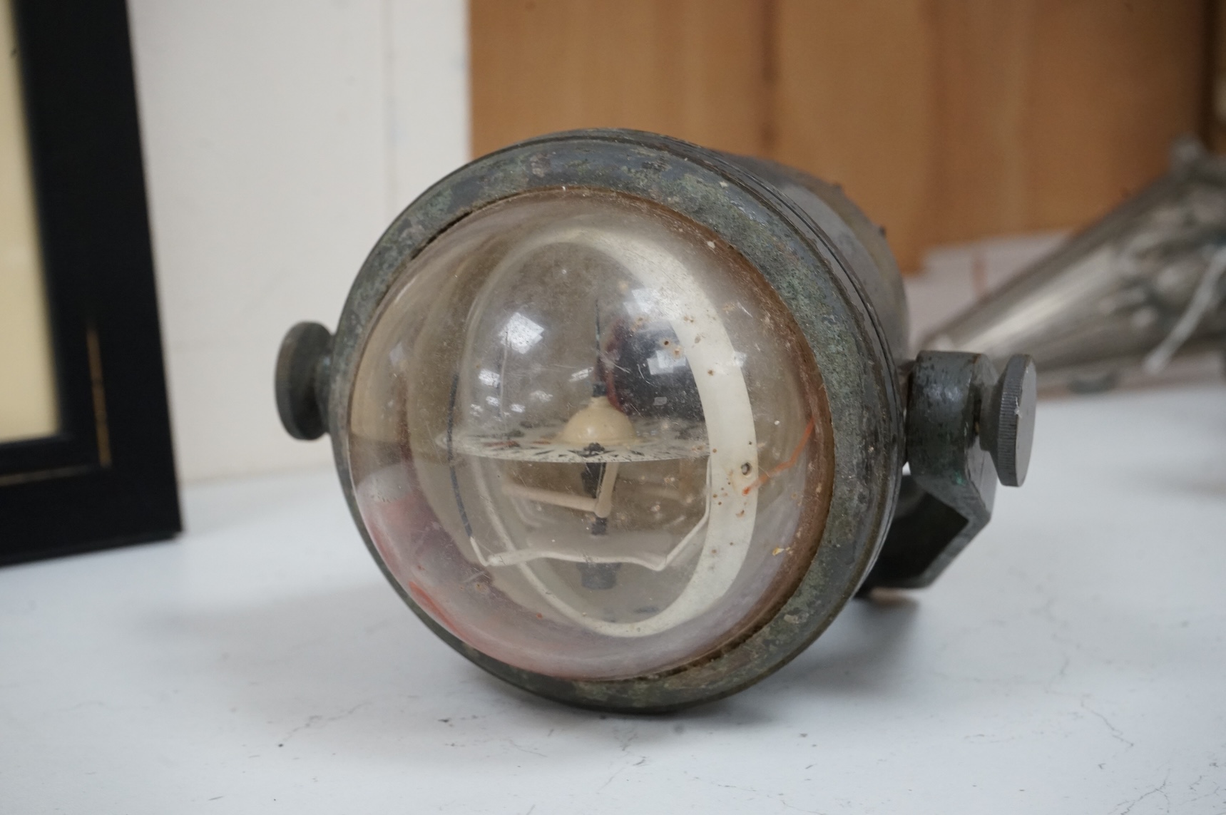 A mid-20th century brass marine binnacle compass, Sestrel, by Henry Browne & Son Ltd, 15cm deep